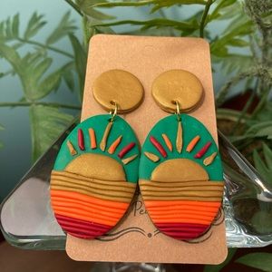 Lightweight Polymer Clay Sunrise Earrings
